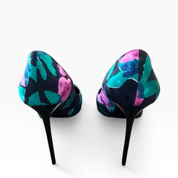 Saint Laurent Zoe Floral Print Fabric Pointed Toe Pumps EU 36.5 US 6.5 - Picture 7 of 14